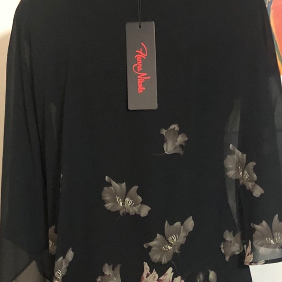 Hanna Nicole New with tag Black floral print Sleeveless Shawl Dress Size S. - Picture 12 of 12